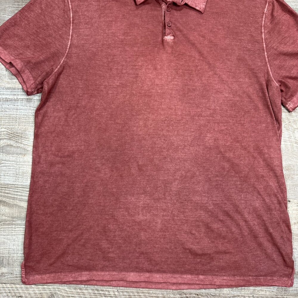 John Varvatos Polo Shirt Men XXL Pink Acid Wash Pocket - Picture 3 of 10